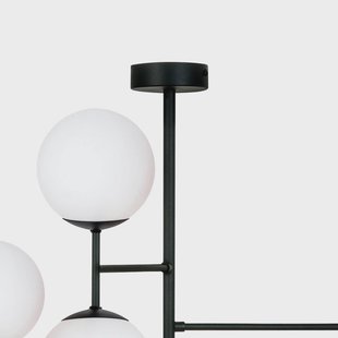 Domiluce Plafondlamp Korek, zwart/wit, glas, 75 cm, 7-lamps, E14