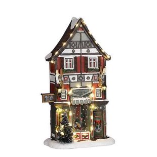 LuVille Kerstdorp Miniatuur Wintersportwinkel - L17,5 x B8 x H28 cm