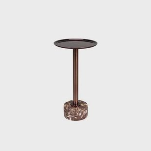 Dutchbone Pose Bijzettafel Rond 25 cm Metaal| Marmer Bruin