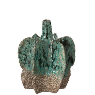 J-Line vaas Naga - keramiek - azuur|bruin - large - Ø 22.5 c