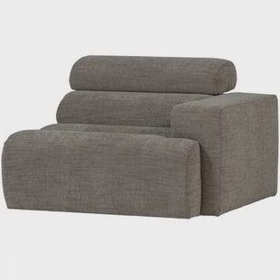 WOOOD Novi 1-Zits Element Bank Arm Rechts - Polyester - Grijs Melange