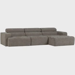 WOOOD Novi Chaise Longue Bank Rechts - Polyester - Grijs Melange