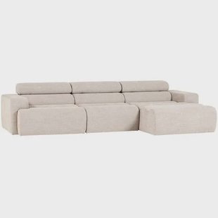 WOOOD Novi Chaise Longue Bank Rechts - Polyester - Naturel Melange