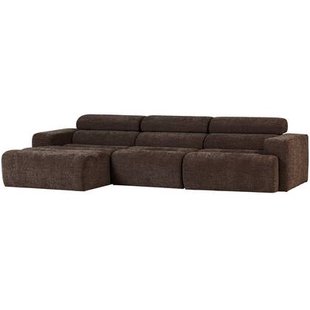 WOOOD Novi Chaise Longue Bank Links - Polyester - Donkerbruin Melange