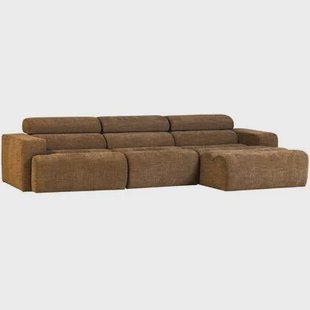 WOOOD Novi Chaise Longue Bank Rechts - Polyester - Karamelbruin
