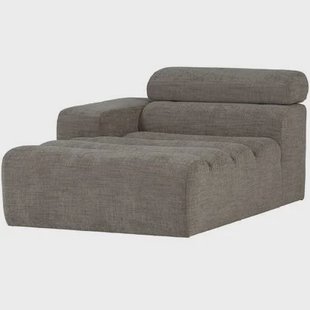 WOOOD Novi Chaise Longue Element Arm Links - Polyester- Grijs Melange