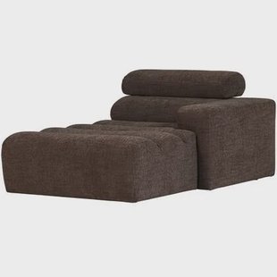 WOOOD Novi Chaise Longue Element Arm Rechts - PES -Donkerbruin Melange