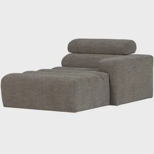 WOOOD Novi Chaise Longue Element Arm Rechts - Polyester- Grijs Melange