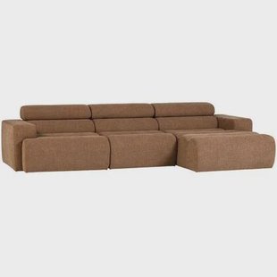 WOOOD Novi Chaise Longue Bank Rechts - Polyester -Karamelbruin Melange