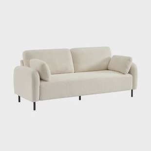 sweeek - 3-zits bank in wit bouclé en metalen onderstel