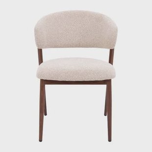 DÉJA Living - Eetkamerstoel - Stof - Zand|Walnoot - Skive - Set van 2