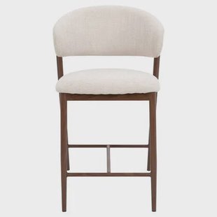 DÉJA Living - Barstoel Beige|Walnoot - 67cm - Skive - Set van 2