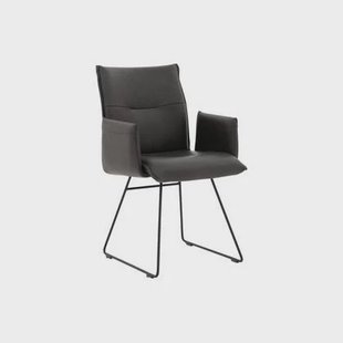 Goossens Eetkamerstoel Nica, Gestoffeerde armleuning - Leder met