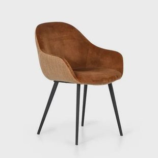 Eetkamerstoel Nora Cognac|Oker Velvet | Textiel | Metaal