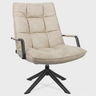 Draaifauteuil Met Armleuning - Fauteuil - Beige - 70 x 80 x 100 cm