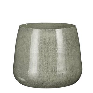 Mica Decorations Benson Bloempot - H16 x Ø19 cm - Metaal - Lichtgrijs