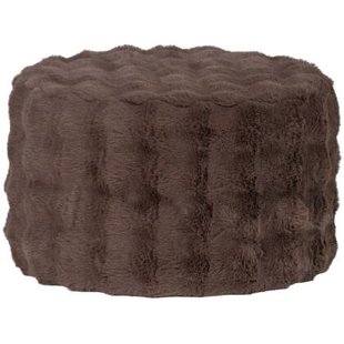 WOOOD Olven Poef Laag - Fluffy Stof - Bruin - 36x60x60