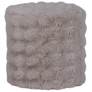 WOOOD Olven Poef Hoog - Fluffy Stof - Naturel - 46x46x46