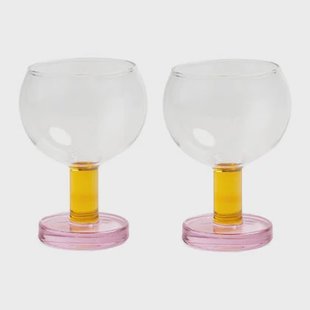 &k amsterdam Cantine Glas 2 st. - Roze