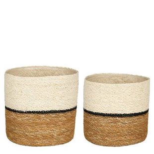 Mica Decorations Damian Plantenmand - Set van 2 - Ø20 cm - Zeegras