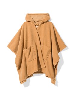 HEMA Dames bankponcho one size met capuchon en zakken lichtbruin