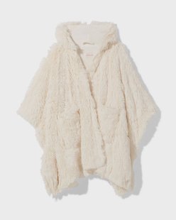 HEMA Dames bankponcho one size capuchon en zakken crème