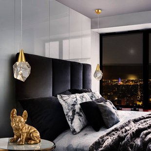 Schuller Valencia Aquaria hanglamp, helder glas, goud, polyhedral