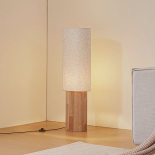 Lindby vloerlamp Kimiko, hoogte 100 cm, hout, textiel, E27