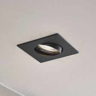 Prios inbouwlamp Fibur, zwart, 9 cm, GU10