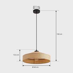 Lindby hanglamp Haldor, linnen, geweven, naturel, Ø 40 cm
