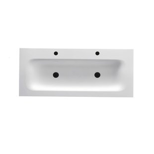 Wastafel BWS Wanda Met Overloop 2 Kraangaten 120x1,6x52,5 cm Mat Wit