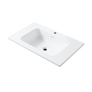 Wastafel BWS Wanda Met Overloop 1 Wasbak 1 Kraangat 80x1,6x52,5 cm Mat Wit