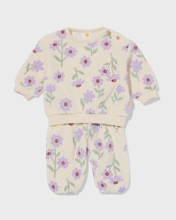HEMA Newborn kledingset velours bloemen ecru (ecru)
