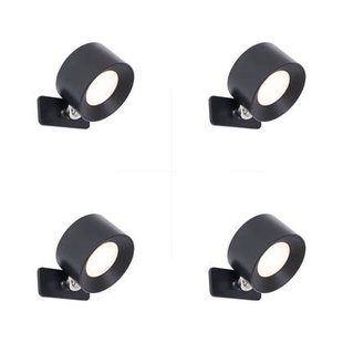 QAZQA Set van 4 moderne wand- plafondlampen zwart incl. LED