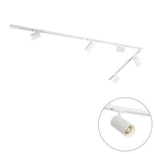 QAZQA Modern railsysteem met 5 spots wit 1-fase GU10 70mm - Iconic