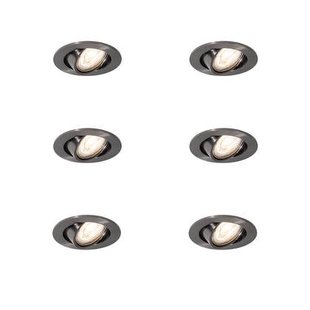 QAZQA Set van 6 moderne inbouwspots gunmetal GU10 50mm rond