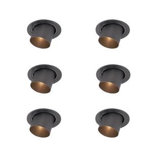 QAZQA Set van 6 moderne inbouwspots gunmetal GU10 50mm rond