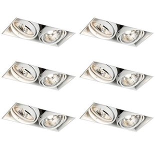 QAZQA Set van 6 inbouwspots wit GU10 70mm 2-lichts trimless - Oneon