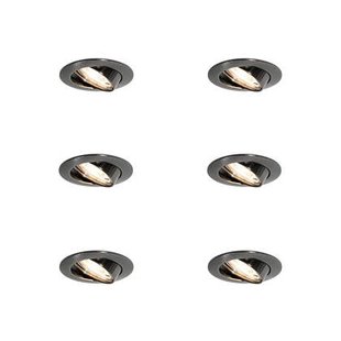 QAZQA Set van 6 moderne inbouwspots gunmetal GU10 50mm rond