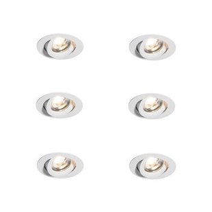 QAZQA Set van 6 moderne inbouwspots wit 8,2cm incl. LED IP54 ultra