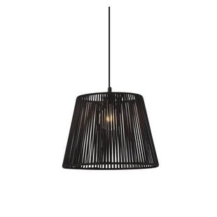 QAZQA Buiten hanglamp zwart met zwarte kap van touw IP44 - Cava Jayla