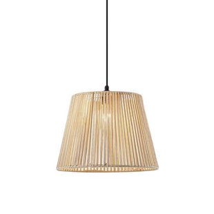 QAZQA Buiten hanglamp zwart met beige kap van touw IP44 - Cava Jayla
