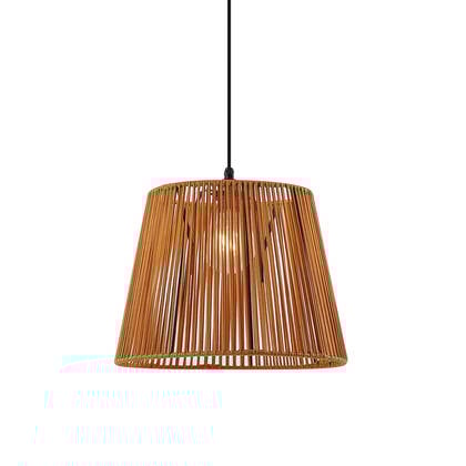 QAZQA Buiten hanglamp zwart met oranje kap van touw IP44 - Cava Jayla