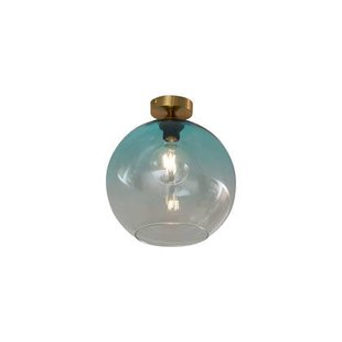 QAZQA Art Deco plafondlamp messing met blauw glas - Sandra