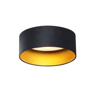 QAZQA Moderne plafondlamp zwart velours 40cm incl. LED 3-staps