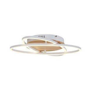 QAZQA Plafondlamp wit met hout incl. LED 3-staps dimbaar 2-lichts -