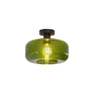 QAZQA Retro plafondlamp zwart met groen glas - Bizle