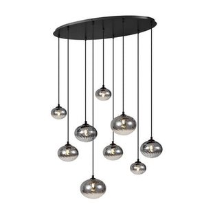 QAZQA Moderne hanglamp zwart met smoke glas 9-lichts - Jia