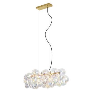 QAZQA Design hanglamp goud met regenboog glas 8-lichts - Uvas