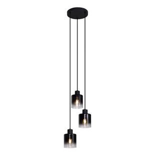 QAZQA Moderne hanglamp zwart met smoke glas 3-lichts - Dame